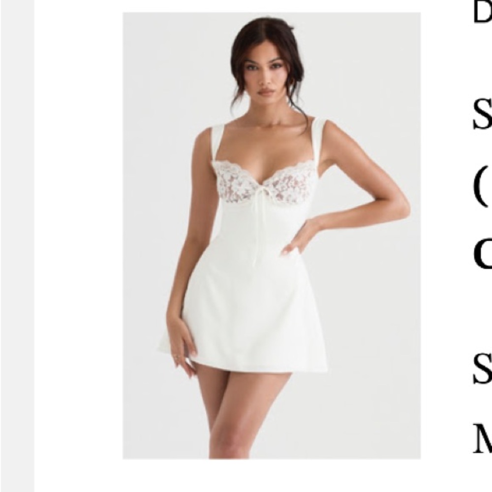 House of CB Adriana Ivory Satin and Lace Mini Dress